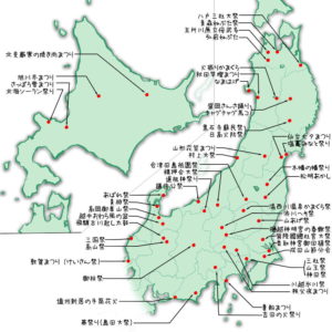 北・東日本の祭り一覧　開催地プロット地図