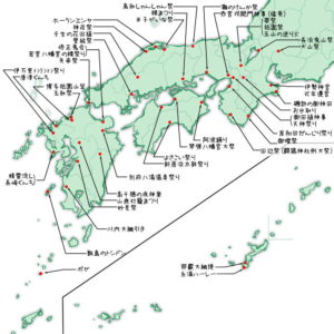 西日本の祭り一覧　開催地プロット地図