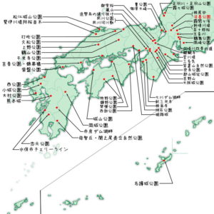 「日本のさくら名所100選」一覧地図（西日本）