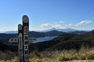 箱根山と芦ノ湖と富士山