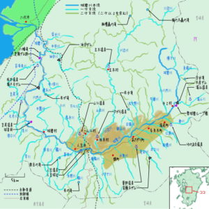 球磨川　本流と支流、その流域地図