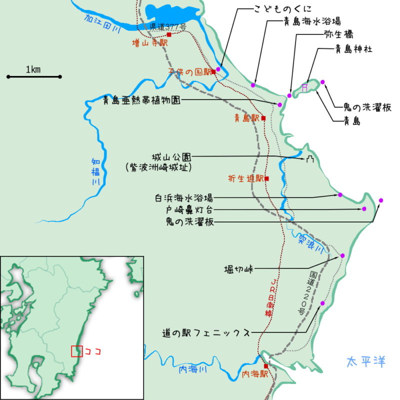 宮崎県　青島と鬼の洗濯岩