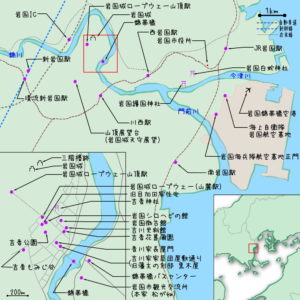 錦帯橋と岩国城下町の地図